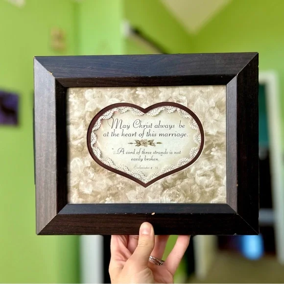 Vintage Framed Bible Verse Faith Based Marriage 3D Lace Wall Hanging Home Decor - Picture 4 of 6